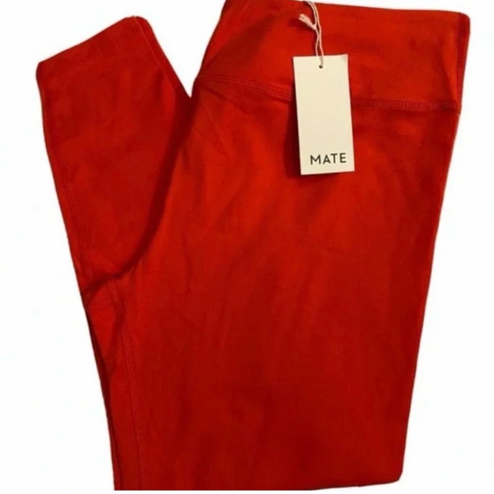 New MATE The Label Organic Stretch Cherry Red Leggings Size 2X These are Orange